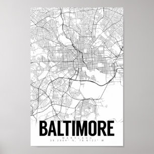 Baltimore Maryland Minimalistisch Map Art Poster