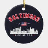 Baltimore Maryland Modern Skyline city Keramik Ornament (Vorne)