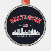 Baltimore Maryland Modern Skyline city Ornament Aus Metall (Vorne)