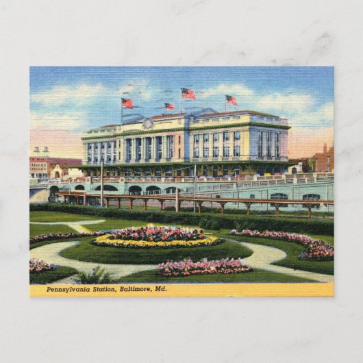 Baltimore, Maryland, Pennsylvania Station, Vintag Postkarte (Vorderseite)