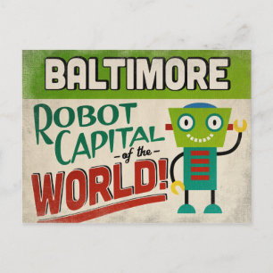 Baltimore Maryland Roboter - Lustige Vintage Postkarte