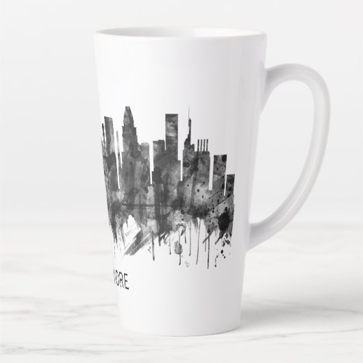 Baltimore Maryland Skyline BW Milchtasse (Rechts)