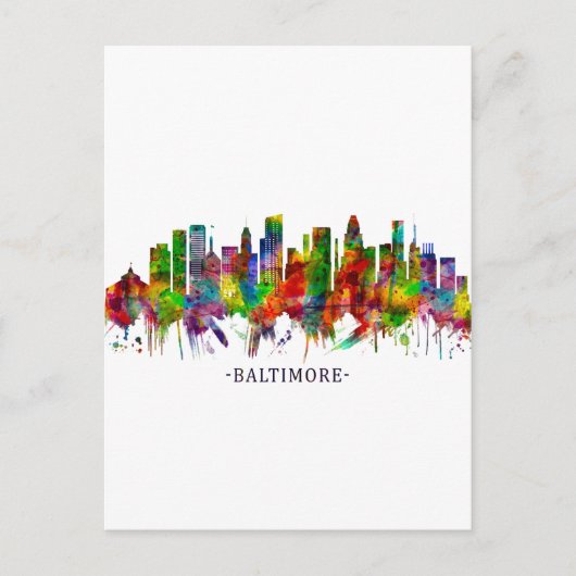 Baltimore Maryland Skyline Einladungspostkarte (Vorderseite)