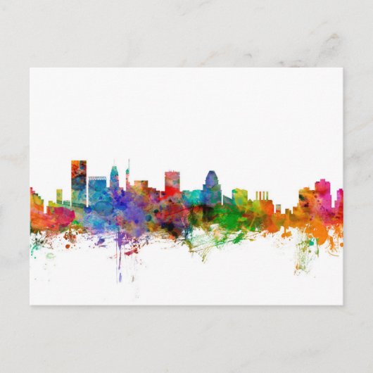 Baltimore Maryland Skyline Postkarte (Vorderseite)