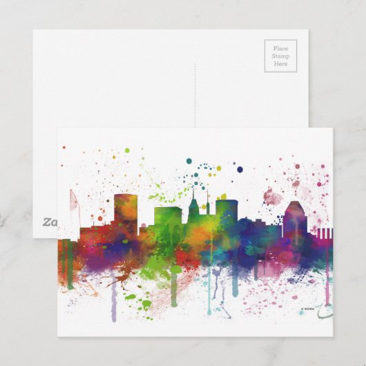 BALTIMORE MARYLAND SKYLINE POSTKARTE (Vorne/Hinten)