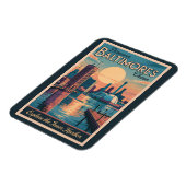 Baltimore Maryland Skyline Reisen Vintag Magnet (Linke Seite)