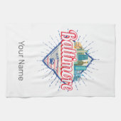 Baltimore Maryland United Staaten Skyline Vintag Geschirrtuch (Horizontal)
