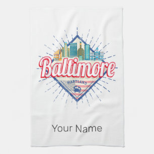 Baltimore Maryland United Staaten Skyline Vintag Geschirrtuch