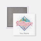 Baltimore Maryland United Staaten Skyline Vintag Magnet (Vorderseite/Rückseite)