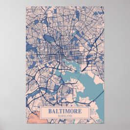 Baltimore Maryland USA Breezy City Map Travel Poster