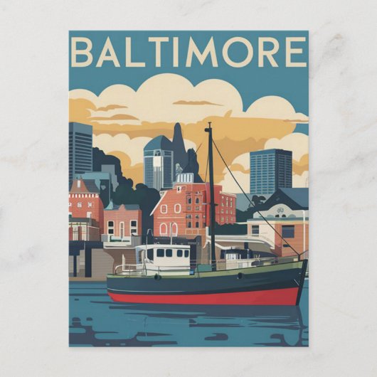 Baltimore, Maryland, USA Illustration Postkarte (Vorderseite)