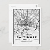 Baltimore Maryland USA Travel City Map Postkarte (Vorne/Hinten)