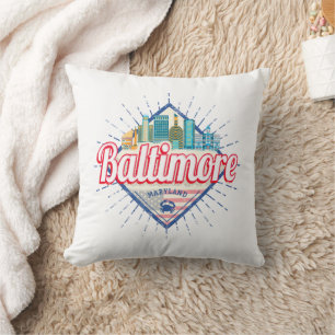 Baltimore Maryland Vereinigte Staaten Skyline Vint Kissen