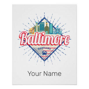 Baltimore Maryland Vereinigte Staaten Skyline Vint Poster