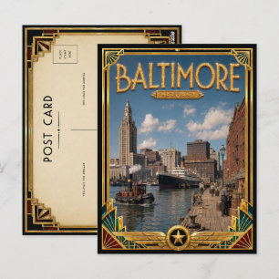Baltimore Maryland Vintage Art Deco Golden Age Postkarte
