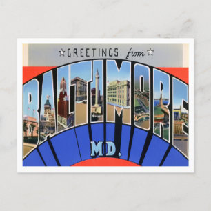 Baltimore, Maryland Vintage Große Buchstaben Postk Postkarte