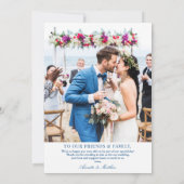 Baltimore Maryland Wedding Navy Blue Flat Dankeskarte (Rückseite)