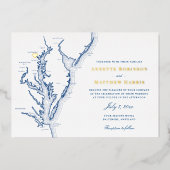Baltimore Maryland Wedding Navy und Gold Folieneinladung (Vorderseite)