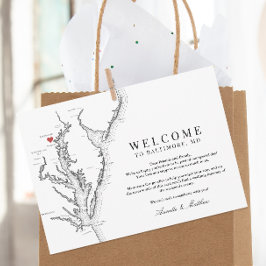 Baltimore Maryland Wedding Welcome Itinerary Dankeskarte