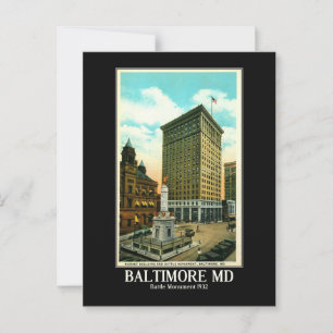 Baltimore MD, Battle Monument 1932 Vintag Inspirie Postkarte