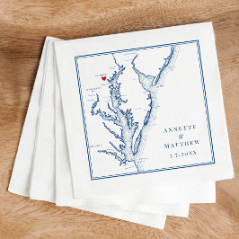 Baltimore MD Chesapeake Bay Karte Elegante Wedding Serviette