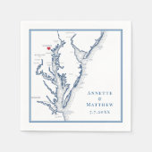 Baltimore MD Chesapeake Bay Karte Elegante Wedding Serviette (Vorderseite)