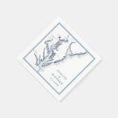 Baltimore MD Chesapeake Bay Karte Elegante Wedding Serviette (Ecke)