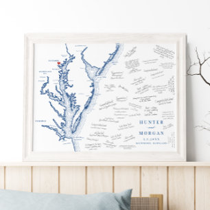 Baltimore MD Chesapeake Bay Karte Hochzeitsgast Poster