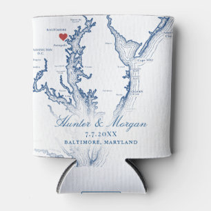Baltimore MD Chesapeake Bay Karte Hochzeitsgeschen Dosenkühler