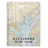 Baltimore MD Latitude Längengrad Nautic Chart Notizblock (Vorderseite)