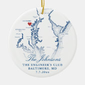Baltimore MD Map Navy Hochzeitssommer Foto Weihnac Keramik Ornament (Vorne)