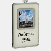 Baltimore MD - Marina Near Fells Point Rahmen-Ornament Silber (Rechts)