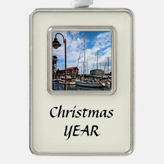 Baltimore MD - Marina Near Fells Point Rahmen-Ornament Silber (Vorderseite)