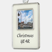 Baltimore MD - Marina Near Fells Point Rahmen-Ornament Silber (Links)