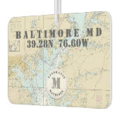 Baltimore MD Nautical Chart Monogram Bootfunktion Autolufterfrischer (Links)