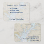 Baltimore Nautic Chart Clean Fresh Blue Tan Visitenkarte (Vorne/Hinten)