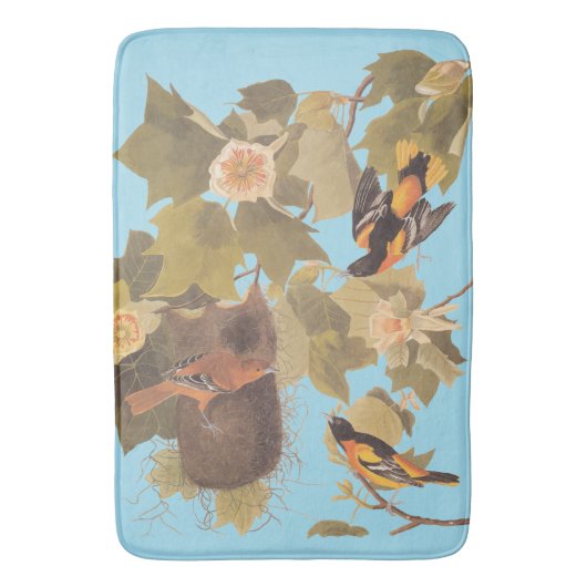 Baltimore Oriole Audubon Bird Familie mit Nest Badematte (Vorderseite Vertikal)