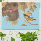 Baltimore Oriole Audubon Bird Familie mit Nest Geschirrtuch (Gefaltet)
