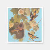 Baltimore Oriole Audubon Bird Familie mit Nest Serviette (Vorderseite)