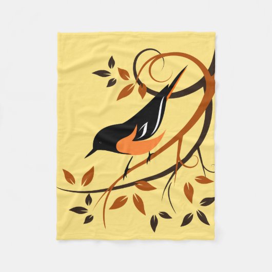 Baltimore Oriole Bird auf dem Zweig Fleecedecke (Vorderseite)