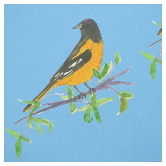 Baltimore Oriole Bird Blue Stoff (Muster)