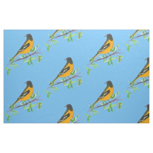 Baltimore Oriole Bird Blue Stoff (Fat Quarter (45,7 x 55,9 cm))