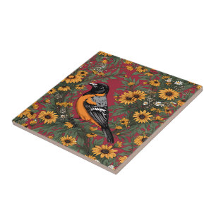 Baltimore Oriole Bird und Black Mit Augen Susan Bl Fliese