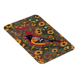 Baltimore Oriole Bird und Black Mit Augen Susan Bl Magnet