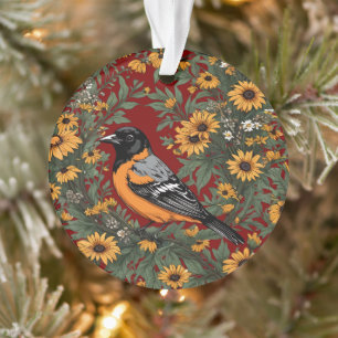 Baltimore Oriole Bird und Black Mit Augen Susan Bl Ornament