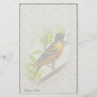 Baltimore Oriole-Gewohnheits-Briefpapier
