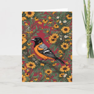 Baltimore Oriole Vogel und Schwarzäugige Susanne B Feiertagskarte