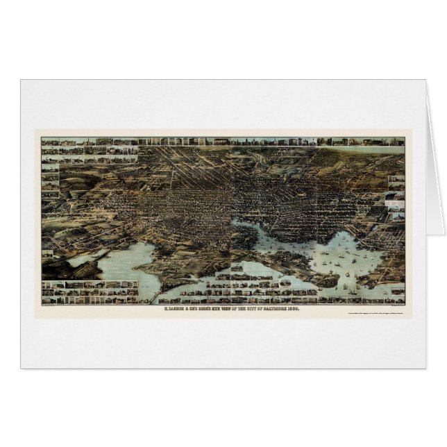 Baltimore, panoramische Karte MD - 1870 (Vorderseite (Horizontal))