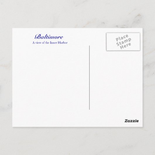 Baltimore Postkarte (Rückseite)