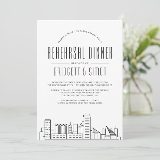 Baltimore Probe Dinner | Skyline Invite Einladung (Stehend Vorderseite)